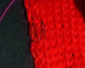 One edge stitch for two rows.